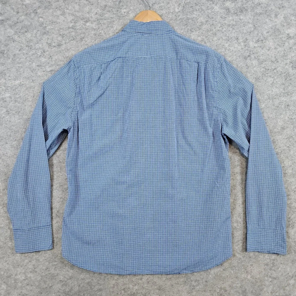 J Crew‎ Men's Slim Untucked Flex Washed Blue & White Mini-Checked Shirt Size L
